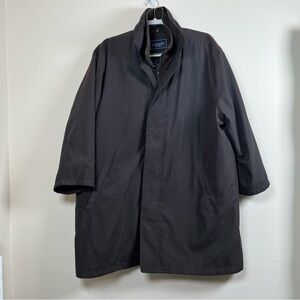 Chaps Overcoat Removable Liner Gray/Brown Collared Jacket‎ Mens 48R Altered Arms